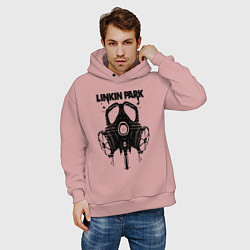 Толстовка оверсайз мужская Linkin Park - gas mask, цвет: пыльно-розовый — фото 2