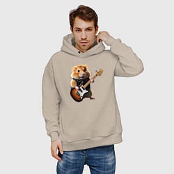 Толстовка оверсайз мужская Хомяк-певец, цвет: миндальный — фото 2