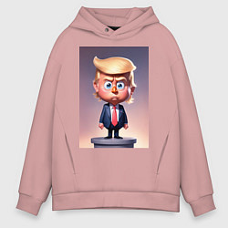 Толстовка оверсайз мужская Мультяшный Дональд Трамп - нейросеть, цвет: пыльно-розовый