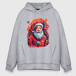 Толстовка оверсайз мужская Санта Клаус, цвет: меланж
