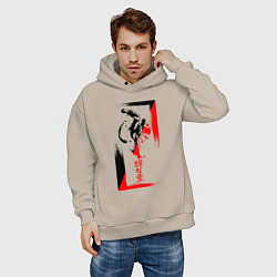 Толстовка оверсайз мужская Боевые искуства black and red, цвет: миндальный — фото 2