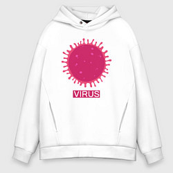 Толстовка оверсайз мужская Pink virus, цвет: белый