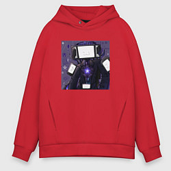 Толстовка оверсайз мужская Funny Titan TV Man, цвет: красный