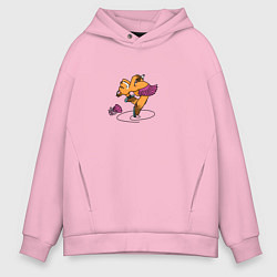 Толстовка оверсайз мужская Лисичка на фигурных коньках, цвет: светло-розовый