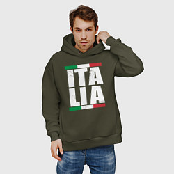 Толстовка оверсайз мужская Italia, цвет: хаки — фото 2