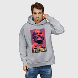 Толстовка оверсайз мужская Lenin revolution, цвет: меланж — фото 2
