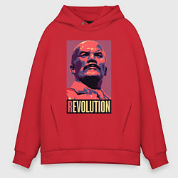 Толстовка оверсайз мужская Lenin revolution, цвет: красный
