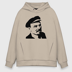 Толстовка оверсайз мужская Ленин в кепке, цвет: миндальный