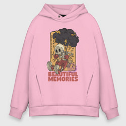 Толстовка оверсайз мужская Скелет на качелях, цвет: светло-розовый