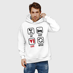 Толстовка оверсайз мужская Eat - sleep - GTA 6 - repeat, цвет: белый — фото 2