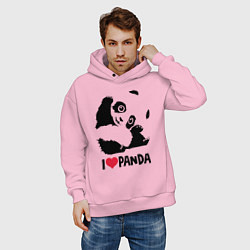 Толстовка оверсайз мужская I love panda, цвет: светло-розовый — фото 2