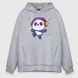 Толстовка оверсайз мужская Music panda, цвет: меланж