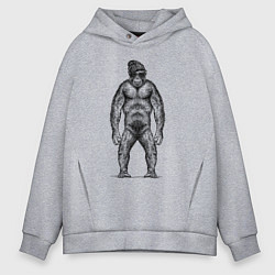 Толстовка оверсайз мужская Шимпанзе модник, цвет: меланж