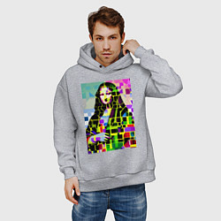 Толстовка оверсайз мужская Mona Lisa - mosaic pop art, цвет: меланж — фото 2