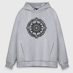 Толстовка оверсайз мужская Роза ветров, цвет: меланж