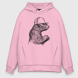 Толстовка оверсайз мужская Суслик в кепке, цвет: светло-розовый
