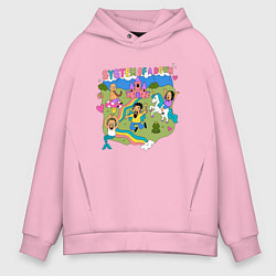 Толстовка оверсайз мужская System of a Down мульт, цвет: светло-розовый