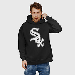 Толстовка оверсайз мужская Chicago white sox - baseball, цвет: черный — фото 2