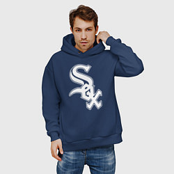 Толстовка оверсайз мужская Chicago white sox - baseball, цвет: тёмно-синий — фото 2