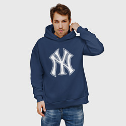 Толстовка оверсайз мужская New York yankees - baseball logo, цвет: тёмно-синий — фото 2