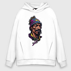 Толстовка оверсайз мужская Snoop dogg head, цвет: белый