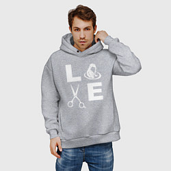 Толстовка оверсайз мужская Люблю стричь, цвет: меланж — фото 2