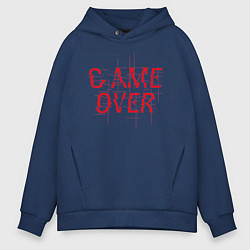 Толстовка оверсайз мужская Надпись - Game over, цвет: тёмно-синий