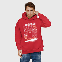 Толстовка оверсайз мужская MoMo - кот в мешке темный, цвет: красный — фото 2