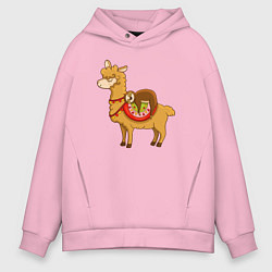 Толстовка оверсайз мужская Лама и ленивец, цвет: светло-розовый