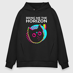 Толстовка оверсайз мужская Bring Me the Horizon rock star cat, цвет: черный