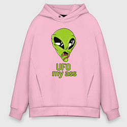Мужское худи оверсайз Зеленый пришелец НЛО с надписью UFO my ass