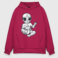 Толстовка оверсайз мужская Baby alien, цвет: маджента