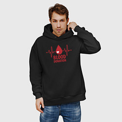 Толстовка оверсайз мужская Донорство крови, цвет: черный — фото 2