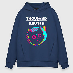 Толстовка оверсайз мужская Thousand Foot Krutch rock star cat, цвет: тёмно-синий