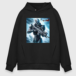 Толстовка оверсайз мужская Mass Effect - N7 ai art, цвет: черный