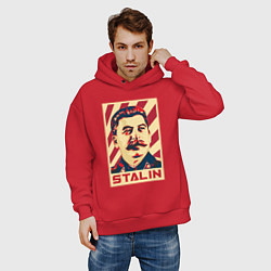 Толстовка оверсайз мужская Stalin face, цвет: красный — фото 2