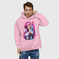 Толстовка оверсайз мужская Beauty Barbie - ai art, цвет: светло-розовый — фото 2