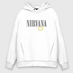 Толстовка оверсайз мужская Nirvana logo smile, цвет: белый