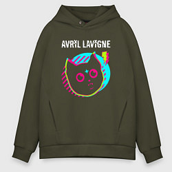 Толстовка оверсайз мужская Avril Lavigne rock star cat, цвет: хаки