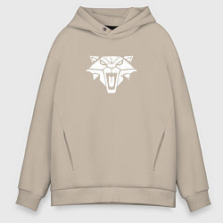 Толстовка оверсайз мужская Знак школы кота с потертостями - Ведьмак 3, цвет: миндальный