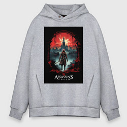 Толстовка оверсайз мужская Assassins creed загадочный город, цвет: меланж