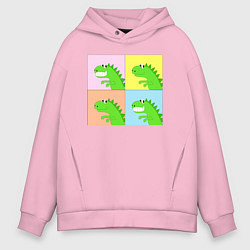 Толстовка оверсайз мужская Дракончики в стиле поп-арт комикса, цвет: светло-розовый