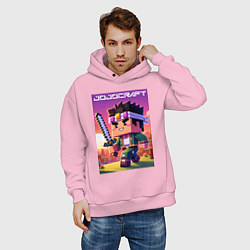 Толстовка оверсайз мужская Джонатан Джостар - Майнкрафт коллаба, цвет: светло-розовый — фото 2