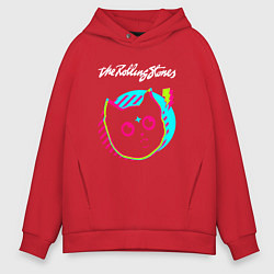 Толстовка оверсайз мужская Rolling Stones rock star cat, цвет: красный
