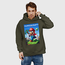 Толстовка оверсайз мужская Minecraft and Mario - ai art collaboration, цвет: хаки — фото 2