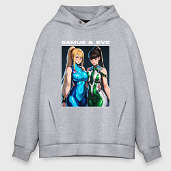 Толстовка оверсайз мужская Самус Аран и Ева, цвет: меланж