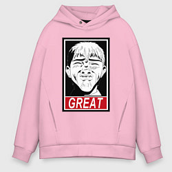 Толстовка оверсайз мужская Эйкити Онидзука преподаватель мем, цвет: светло-розовый