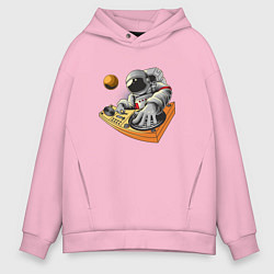 Толстовка оверсайз мужская Космонавт - диджей, цвет: светло-розовый