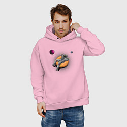 Толстовка оверсайз мужская Космонавт на пончике, цвет: светло-розовый — фото 2