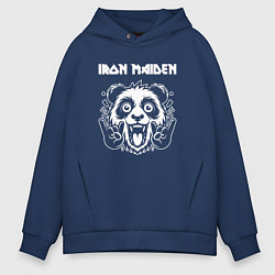 Толстовка оверсайз мужская Iron Maiden rock panda, цвет: тёмно-синий